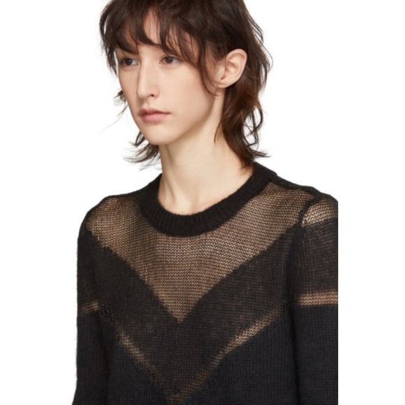 RAG & BONE • Black Blaze Open Knit Crewneck Sweater - Picture 9 of 16